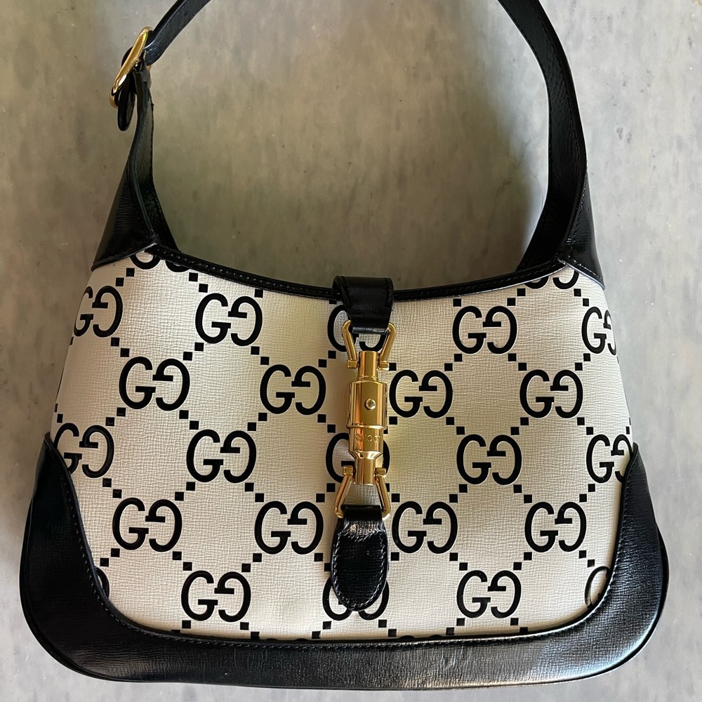 Gucci Black White GG Small Jackie 1961 Bag